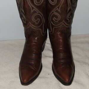 VINTAGE Larry Mahan Leather Cowboy Boots NICE! USA 9 1/2 D